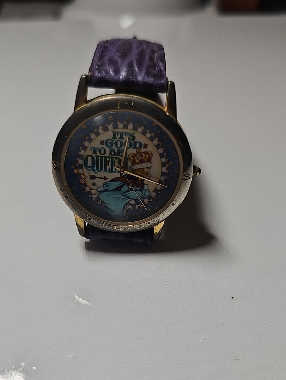 Purple Strap Novelty Watch - 'Good to be Queen' Dial